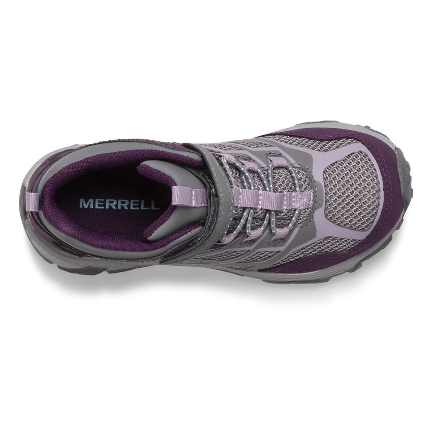 Bottes Merrell Moab FST Mid A/C Waterproof Grise/Rose Foncé Enfant | P.V.TSBE